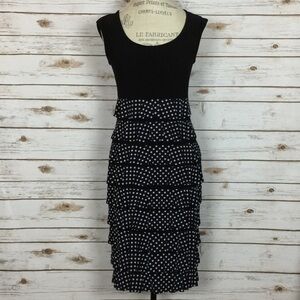 Joseph Ribkoff Black and White Ruffled Tiered Midi Dress